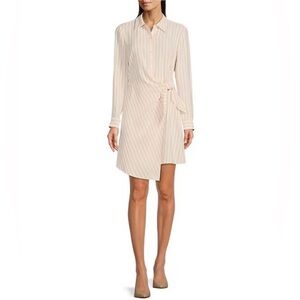 Alex Marie Cream and Blush Striped Wrap Shirt Dress